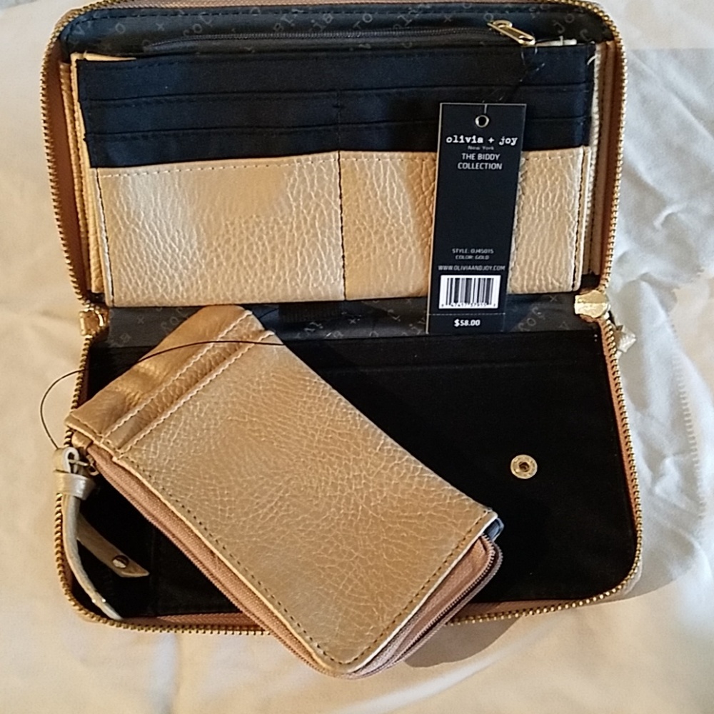Olivia + Joy gold wallet NWT